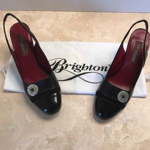 Brighton BREE Black Leather Slingback Pumps